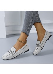 Women Flat Heels 2022 Spring Ladies Flying Woven Shallow Slip On Single Shoes Women Casual Lazy Peas Shoes Zapatos de mujer