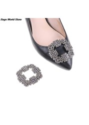 Women's Rhinestone Shoes Square Metal Buckle Wedding Shoes Decoration Rhinestone Accessory 1pc