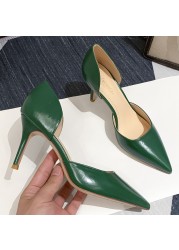 Women's Pumps Soft Leather D'Orsay Shoes Thin High Heels Party Sexy Nightclub Fashion Office Lady Pumps Size 34-40 O0014