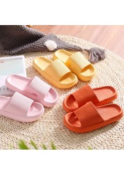 Luciyever Men Women Thick Platform Home Slippers Fashion Non-slip EVA Bathroom Slides Woman Sandals 2022 Summer Soft Flip Flops