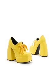 2022 spring and summer new fashion lace up thick-soled high heels women yellow black red office wedding party shoes