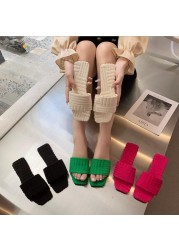 Warm Towel Pattern Slippers 2022 New Women's Embossed Cotton Drag Home All-match Sandals Candy Color Slippers