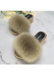 Luxury Woman Platform Shoes Women Wedges Slippers Female Fluffy Slippers Women's Sandals Heel Flip Flop Sandal Summer New 2022