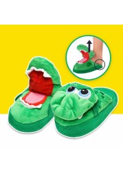 Winter Warm Indoor Slippers Shoes Funny Winter House Slippers Open Mouth Crocodile Unisex Shoes Animal Shaped Carpet Slippers