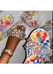 Glitter Slippers Women Summer Sandals 2021 Fashion Bling Female Candy Color Flip Flops Beach Diamond Flat Shoes Outdoor Sandals