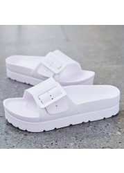 Summer Birkenstock Women's Platform Slippers 2022 Platform Sandals Women's Buckle Casual Shoes Beach Flip Flops Sandalias Mujer