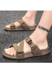 men sandals summer men fabric sandals black khaki unisex plus size flats sandals outdoor slippers for women men