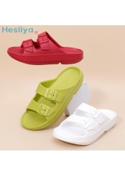 cloud slippers women summer double buckle beach sandals thick platform shoes outdoor couple flip flops cork bottom birkenstock