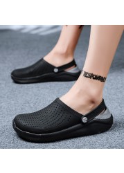 Beach Sandals Unisex Men Hole Shoes Lightweight Breathable Casual Slippers Swimming Walking Anti-slip Flip Flops Soft Sandals