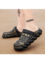 Trendy Men Slippers Outdoor Sneakers Beach Sandals Garden Shoes Comfortable Lightweight EVA Slippers Double Color Clogs