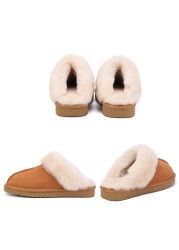 Real Fur Furry Slippers for Women Fashion Female Alpaca House Women Winter Plush Indoor Warm Man Home Shoes Stuffed Woman