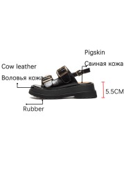 Genuine leather women shoes matte shoes for women sandals fashion handmade summer flat shoes platform sandals slippers