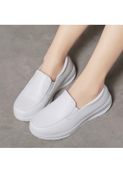 womens walking shoes loafers wedges slip on shake shoes thick bottom comfortable nurse work shoes white