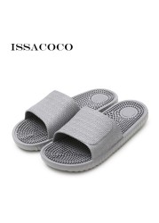 ISSACOCO Men Flat Indoor Massage Slippers Men Home Non-slip Massage Slippers Zapatos Hombre Beach Flip Flops Men Slides