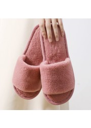 2021 Fashion Soft Fur Slippers Slides Home Indoor Floor Shoes Solid Volvi Slippers for Bedroom Open Toe Comfortable Shoes Women Gray