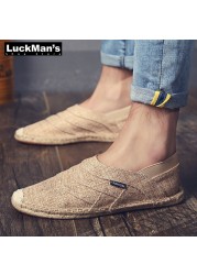 Men's Canvas Espadrilles, Casual Shoes Without Lace-up, Breathable, Handmade, Large Size 45