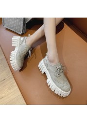 Spring/Autumn Women Shoes Round Toe Lace-Up Genuine Leather Flats Ladies Shoes 6cm Platform Casual Shoes For Woman Brogue