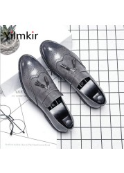 Business office men's formal wear professional all-match flat shoes fashion popular oxford leather party casual walking shoe