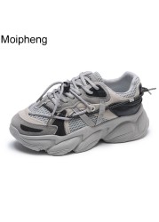 moipheng sneakers platform shoes women breathable white shoes women reflective wedges dad casual shoes women chunky sneakers