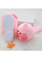 Net red hyaluronic acid little yellow duck slippers women warm plush home indoor non-slip cotton slippers in autumn and winter