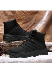 Non-slip Lace-up Men Martin Boots Plush Warm Fashion Casual Snow Boots Rubber Male Boots 2022 Autumn Winter New