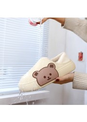 Women winter home thick waterproof platform non-slip warm rubber shoes indoor fur cotton men couples shoes ladies cartoon