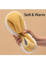 UTUNE Winter Plush Slippers Women Indoor Heel Wrap Men Shoes EVA Anti-slip Thick Sole Platform Shoes Warm Women Slippers Men