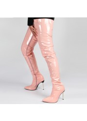 Women Sexy Over the Knee Thigh High Boots Female Fashion Pointed Toe Thin High Heels Long Botas Ladies Side Zipper Leather Boots