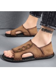 New Summer Sandals Men Leather Classic Roman Sandals 2022 Slippers Outdoor Flat Beach Shoes Flip Flops Men Sandals Water Trekking