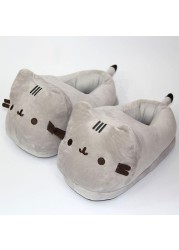 Unisex Full Covered Winter Cat Slippers Warm Plush Cute Bedroom Indoor Shoes For Men Women Home Use