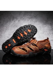 Summer Outdoor Platform Sandals Casual Hiking Men Leather Comfortable Breathable Light Beach Classics Fisherman High Quality