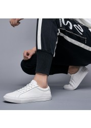 Men's Luxury Casual Shoes Men Flats Fashion White Sneakers Lace Up Real Leather Shoes White Sneakers