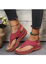 Female Wedges Sandals Plus Size 2022 Spring Autumn Gladiator Flats Slides Dress Fashion Platform Shoes Women Walking Slippers