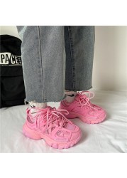 Stylish Brand Design Women Sneakers Cute Pink Chunky Shoes Ladies Breathable Mesh Trainers Women Lightweight White Sneakers