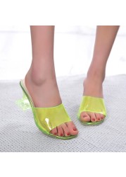 clear crystal high heel shoes women europe and america outdoor sexy slippers summer casual sandal size 36-43 zapatos de mujer