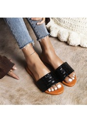 Zapatos Planos De Mujer 2022 Summe Women Flat Slippers Classic Round Head Knitting Outdoor Leisure Femme