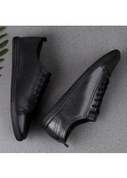 Men's Genuine Leather Casual Shoes Fashion Designers Flats Black Sneaker High Quality Minimalist Shoes For Men Vulcanized Shoes