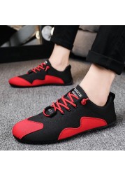 Breathable canvas shoes men's shoes comfortable lace-up loafers shoes classic trendy mixed colors flat shoes light casual shoes