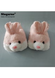 Winter Slippers For Couples Unisex Women Men Home Slippers Cute Animal Rabbit Indoor Shoes Lover Non-slip Warm Cotton Soft Plush