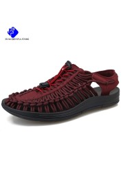 2022 summer men sandals fashion handmade fabric design beach sandals breathable casual flat sandals outdoor sandals large size