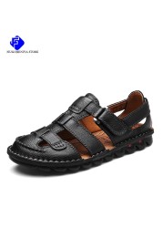 2022 New Classic Men Sandals Summer Genuine Leather Sandals Men Lightweight Casual Sandals Fashion Men's Sandals Plus Size