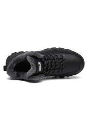 Winter Men Boots Keep Warm Plush Shoes Men Breathable Safety Shoes Outdoor Men Waterproof Shoes Light Sneakers