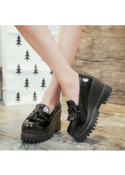 Lucifer 2022 Spring Autumn High Platform Wedges Pumps Women Tassel High Heel Casual Shoes Woman PU Leather Round Toe Shoes