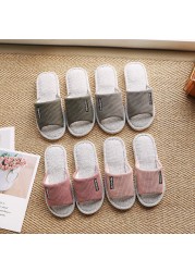 Indoor Linen Slippers Women Indoor Couples Bedroom Flat Shoes Women Summer 2022 Open Toe Non-slip