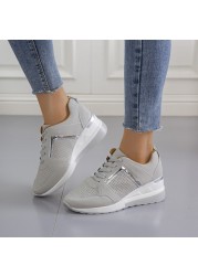 Summer new European and American casual sports shoes thick bottom wedge heel breathable sports shoes