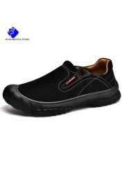 Brand Genuine Leather Men Outdoor Shoes Suede Leather Loafers Luxury Men Sneakers Handmade Driving Shoes Breathable Casual Shoes