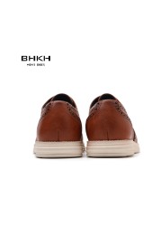 BHKH 2022 Autumn Genuine Leather Men Dress Shoes Fashion Lace-up Man Casual Shoes Work Smart Work Office Shoes light weig