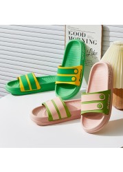 Women Home Platform Slippers Female Fashion Beach Slides Summer Candy Colored Button Strap Non-slip Sandals Chaussure Femme