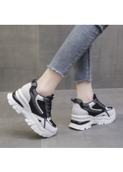 Rimocy 2022 New Women Breathable Sneakers Chunky Mesh Lace Up Walking Shoes Woman Sneakers Thick Bottom Platform Vulcanizing Shoes