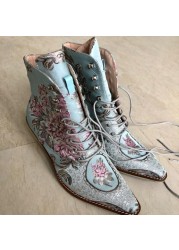 women ankle boots free plus size 22-26.5cm length free women winter boots woman embroidered flower fashion all-match